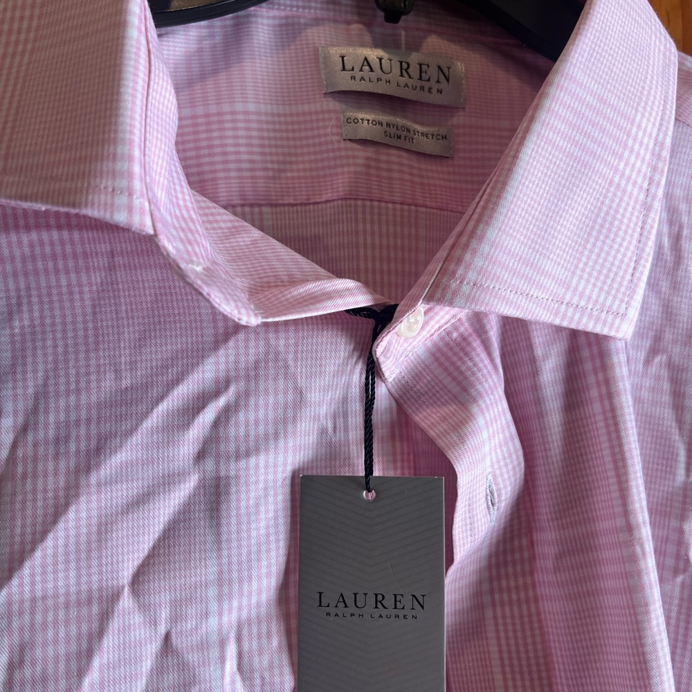 2XL Lauren Ralph Lauren Light Pink Checkered Button up Dress Shirt NWT - Picture 2 of 6